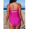 imageCUPSHE Womens Tankini Sets Two Piece Swimsuit V Neck Cutout Ruched Back Hook Front Wrap Mid Rise Reversible BottomMagentaBlack