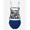 imageCUPSHE Womens Tankini Sets Two Piece Swimsuit V Neck Cutout Ruched Back Hook Front Wrap Mid Rise Reversible BottomNavy BlueFloral