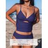 imageCUPSHE Womens Tankini Sets Two Piece Swimsuit V Neck Cutout Ruched Back Hook Front Wrap Mid Rise Reversible BottomPdark PurpleBlack
