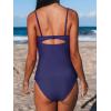 imageCUPSHE Womens Tankini Sets Two Piece Swimsuit V Neck Cutout Ruched Back Hook Front Wrap Mid Rise Reversible BottomPdark PurpleBlack