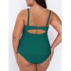 imageCUPSHE Womens Tankini Sets Two Piece Swimsuit V Neck Cutout Ruched Back Hook Front Wrap Mid Rise Reversible BottomPdeep GreenBlack