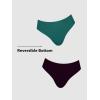 imageCUPSHE Womens Tankini Sets Two Piece Swimsuit V Neck Cutout Ruched Back Hook Front Wrap Mid Rise Reversible BottomPdeep GreenBlack