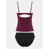 imageCUPSHE Womens Tankini Sets Two Piece Swimsuit V Neck Cutout Ruched Back Hook Front Wrap Mid Rise Reversible BottomPredBlack