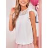 imageCUPSHE Womens Top Floral Mock Neck Short Sleeves Lace Blouse Casual LooseWhite
