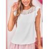 imageCUPSHE Womens Top Floral Mock Neck Short Sleeves Lace Blouse Casual LooseWhite
