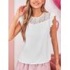 imageCUPSHE Womens Top Floral Mock Neck Short Sleeves Lace Blouse Casual LooseWhite
