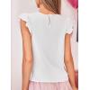 imageCUPSHE Womens Top Floral Mock Neck Short Sleeves Lace Blouse Casual LooseWhite