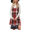 imageCUPSHE Fall Dresses for Women V Neck Plaid Sleeveless Wide Strpas Pockets Casual Pinafore Mini Overall DressRed Plaid
