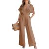 imageCUPSHE One Piece Jumpsuits for Women Casual Summer V Neck Batwing Sleeve Wide Leg Elegant Overalls Sexy Vacation OutfitsKhaki