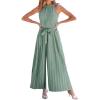 imageCUPSHE One Piece Jumpsuits for Women Dressy Casual Sleeveless Halter Neck High Waist Wide Leg Rompers Jumpers Vacation Summer Outfits
