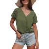 imageCUPSHE Women Summe Tops V Neck Blouses Short Sleeves Lace Shirt Button Front Tee Work Vacation OutfitsGreen