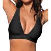 imageCUPSHE Womens Bikini Top V Neck Triangle Top Wide Straps Cross Back Lace upBlack