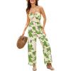 imageCUPSHE Womens Summer Boho Casual Jumpsuits Dressy Floral Print Sleeveless Halter Neck High Waist Wide Leg One Piece Rompers Jumpers Vacation Beach Outfits