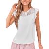 imageCUPSHE Womens Top Floral Mock Neck Short Sleeves Lace Blouse Casual LooseWhite