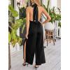 imageCUPSHE Backless One Piece Jumpsuits for Women Sexy Sleeveless Halter Neck High Waist Wide Leg Tied Rompers Beach Overalls Vacation Summer Outfits