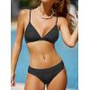 imageCUPSHE Bikini Set for Women Two Piece Swimsuits V Neck Low Rise Crisscross Back Self Tie Spaghetti StrapsBlackTextured