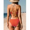imageCUPSHE Bikini Set for Women Two Piece Swimsuits V Neck Low Rise Crisscross Back Self Tie Spaghetti StrapsBrownYellow