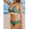 imageCUPSHE Bikini Set for Women Two Piece Swimsuits V Neck Low Rise Crisscross Back Self Tie Spaghetti StrapsDark GreenTextured