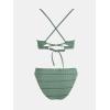 imageCUPSHE Bikini Set for Women Two Piece Swimsuits V Neck Low Rise Crisscross Back Self Tie Spaghetti StrapsDark GreenTextured