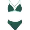 imageCUPSHE Bikini Set for Women Two Piece Swimsuits V Neck Low Rise Crisscross Back Self Tie Spaghetti StrapsGreenTeal