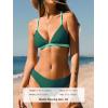 imageCUPSHE Bikini Set for Women Two Piece Swimsuits V Neck Low Rise Crisscross Back Self Tie Spaghetti StrapsGreenTeal