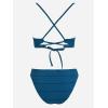 imageCUPSHE Bikini Set for Women Two Piece Swimsuits V Neck Low Rise Crisscross Back Self Tie Spaghetti StrapsMidnight Blue
