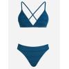 imageCUPSHE Bikini Set for Women Two Piece Swimsuits V Neck Low Rise Crisscross Back Self Tie Spaghetti StrapsMidnight Blue