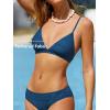 imageCUPSHE Bikini Set for Women Two Piece Swimsuits V Neck Low Rise Crisscross Back Self Tie Spaghetti StrapsMidnight Blue