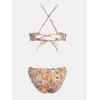 imageCUPSHE Bikini Set for Women Two Piece Swimsuits V Neck Low Rise Crisscross Back Self Tie Spaghetti StrapsOrangeYellow Floral
