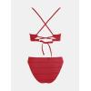 imageCUPSHE Bikini Set for Women Two Piece Swimsuits V Neck Low Rise Crisscross Back Self Tie Spaghetti StrapsRedTextured