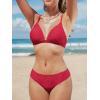imageCUPSHE Bikini Set for Women Two Piece Swimsuits V Neck Low Rise Crisscross Back Self Tie Spaghetti StrapsRedTextured