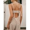 imageCUPSHE Maxi Jumpsuit for Women Striped Sleeveless Smocked Cutout Back Wide Leg Summer Casual Overall RomperRed Striped
