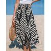 imageCUPSHE Skirts Abstract Smocked Midi Skirt High Waist Coverup Casual VacationBlack