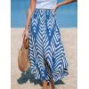 imageCUPSHE Skirts Abstract Smocked Midi Skirt High Waist Coverup Casual VacationBlue