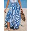 imageCUPSHE Skirts Abstract Smocked Midi Skirt High Waist Coverup Casual VacationBlue