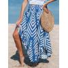 imageCUPSHE Skirts Abstract Smocked Midi Skirt High Waist Coverup Casual VacationBlue