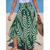 imageCUPSHE Skirts Abstract Smocked Midi Skirt High Waist Coverup Casual VacationGreen