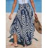 imageCUPSHE Skirts Abstract Smocked Midi Skirt High Waist Coverup Casual VacationNavy