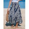 imageCUPSHE Skirts Abstract Smocked Midi Skirt High Waist Coverup Casual VacationNavy