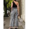 imageCUPSHE Summer Jumpsuits for Women Dressy 2025 Casual Off Shoulder One Piece Jumpsuit Plaid Wide Leg Pants Jumpers Vacation Summer Beach Outfits