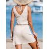 imageCUPSHE Women Swimsuit Cover Up V Neck Sleeveless Waffle Knit Beach Coverup DressBeige