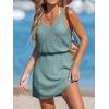imageCUPSHE Women Swimsuit Cover Up V Neck Sleeveless Waffle Knit Beach Coverup DressGreen