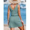 imageCUPSHE Women Swimsuit Cover Up V Neck Sleeveless Waffle Knit Beach Coverup DressGreen