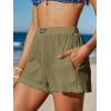 imageCUPSHE Womens Casual Shorts Cotton High Rise Beach Cover Ups Summer Shorts with PocketsGreen