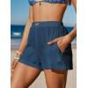 imageCUPSHE Womens Casual Shorts Cotton High Rise Beach Cover Ups Summer Shorts with PocketsNavy