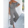 imageCUPSHE Womens Jumpsuit Off shoulder Straight Leg Pants Short Sleeve High Waist Casual Summer Outfits RomperGrey