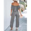 imageCUPSHE Womens Jumpsuit Off shoulder Straight Leg Pants Short Sleeve High Waist Casual Summer Outfits RomperGrey