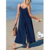 imageCUPSHE Womens Jumpsuit Spaghetti Strap V Neck Loose Wide Leg Pants High Waist Casual Summer Sleeveless Romper