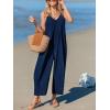 imageCUPSHE Womens Jumpsuit Spaghetti Strap V Neck Loose Wide Leg Pants High Waist Casual Summer Sleeveless Romper