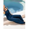 imageCUPSHE Womens Jumpsuit Square Neck Sleeveless Elasticized Waist Wide Leg Romper Casual VacationNavy